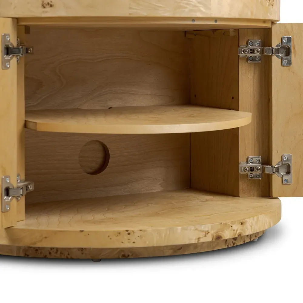 Cordova Demilune Nightstand - Brown, Burl Wood