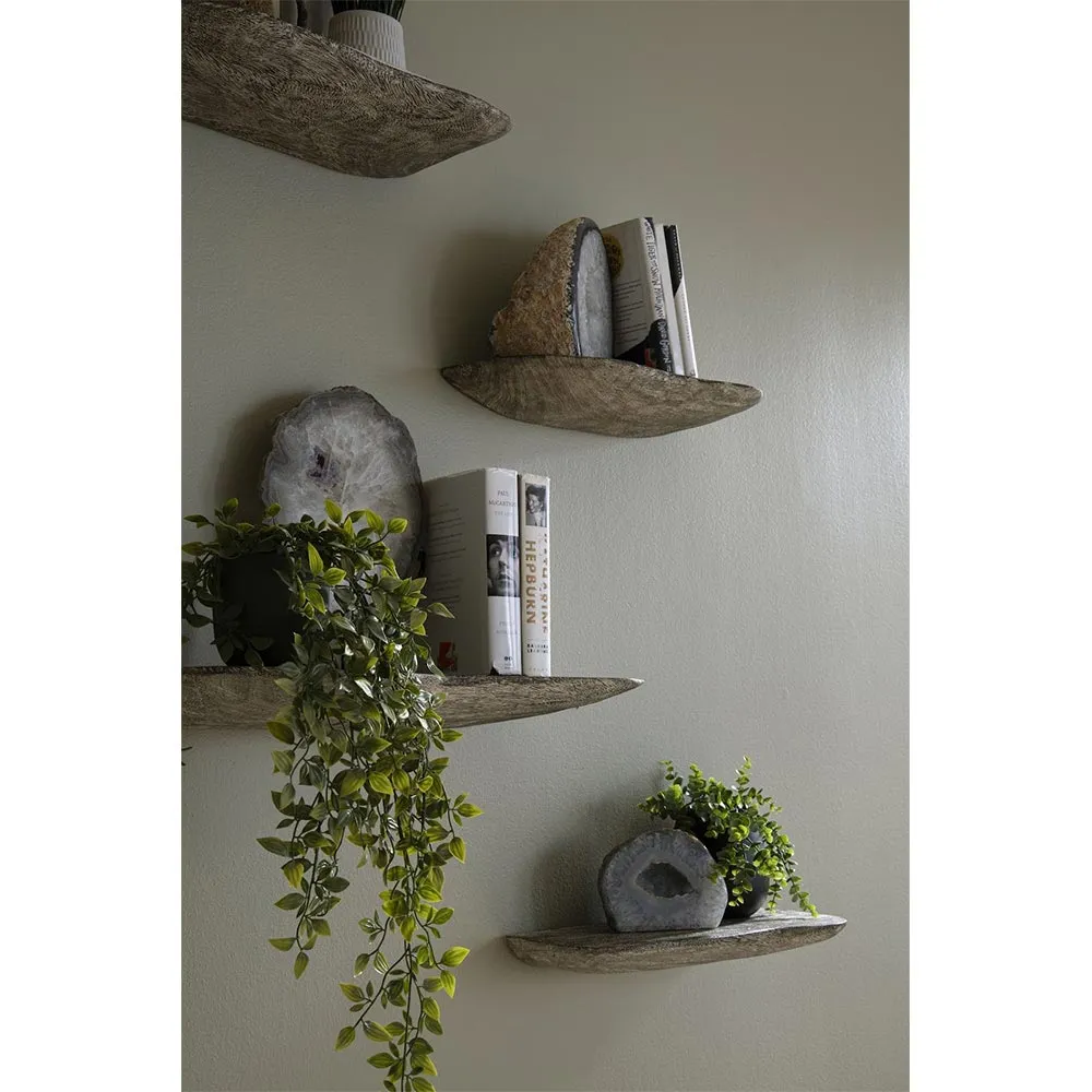 Corey Small Wall Shelf - Grey, Chamcha Wood