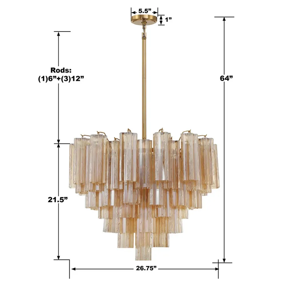 Corin 12 Light Chandelier - Aged Brass, Steel