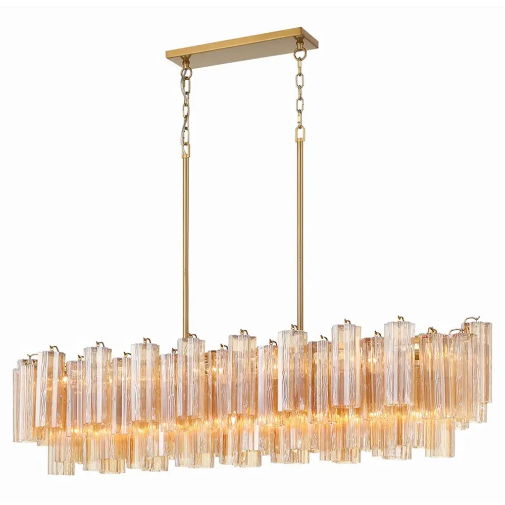 Corin 14 Light Linear Chandelier - Aged Brass, Steel