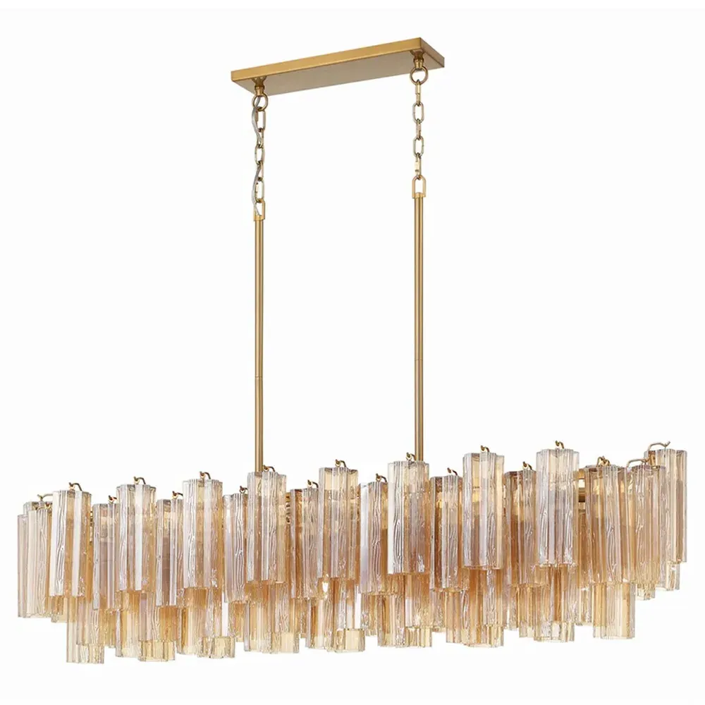 Corin 14 Light Linear Chandelier - Aged Brass, Steel