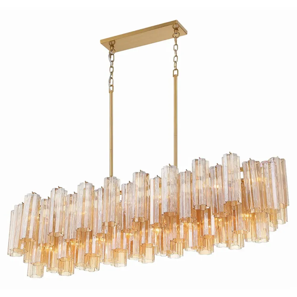 Corin 14 Light Linear Chandelier - Aged Brass, Steel
