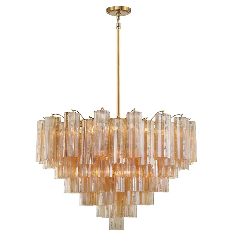 Corin 16 Light Chandelier - Aged Brass, Amber Glass image