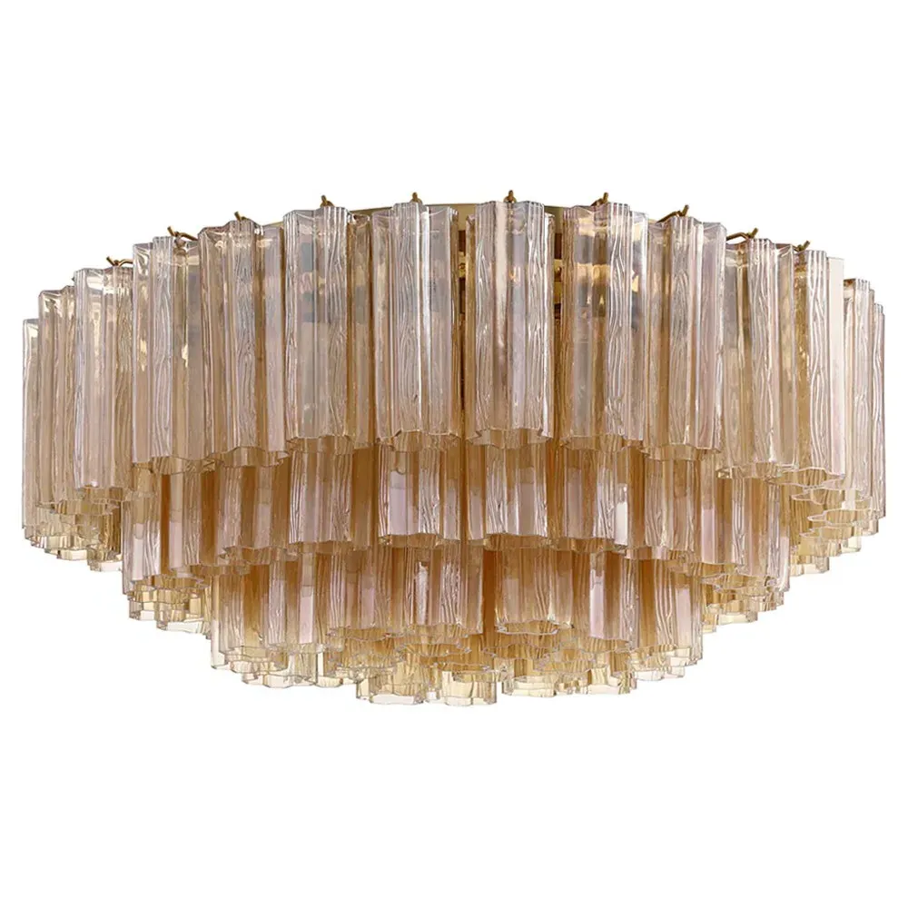 Corin 16 Light Flush Mount - Aged Brass, Amber Glass