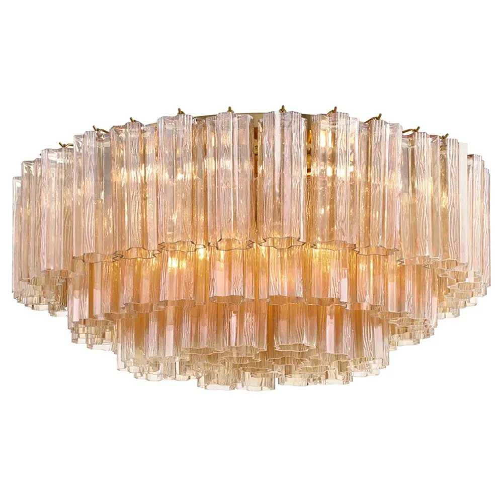 Corin 16 Light Flush Mount - Aged Brass, Amber Glass