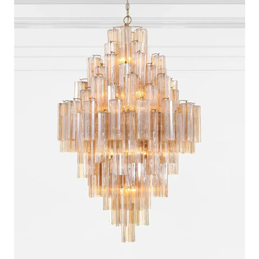 Corin 20 Light Chandelier - Aged Brass, Amber Glass