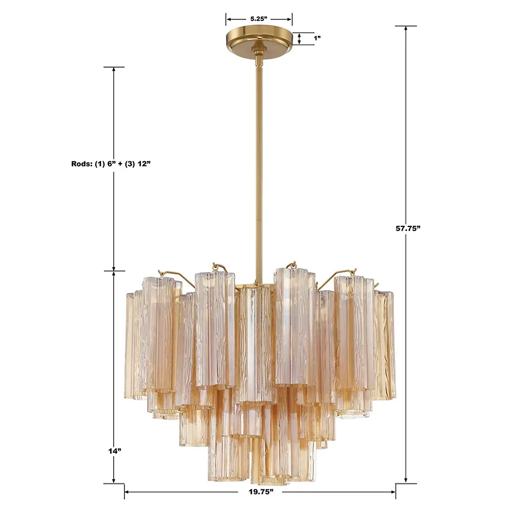 Corin 6 Light Chandelier - Aged Brass, Steel
