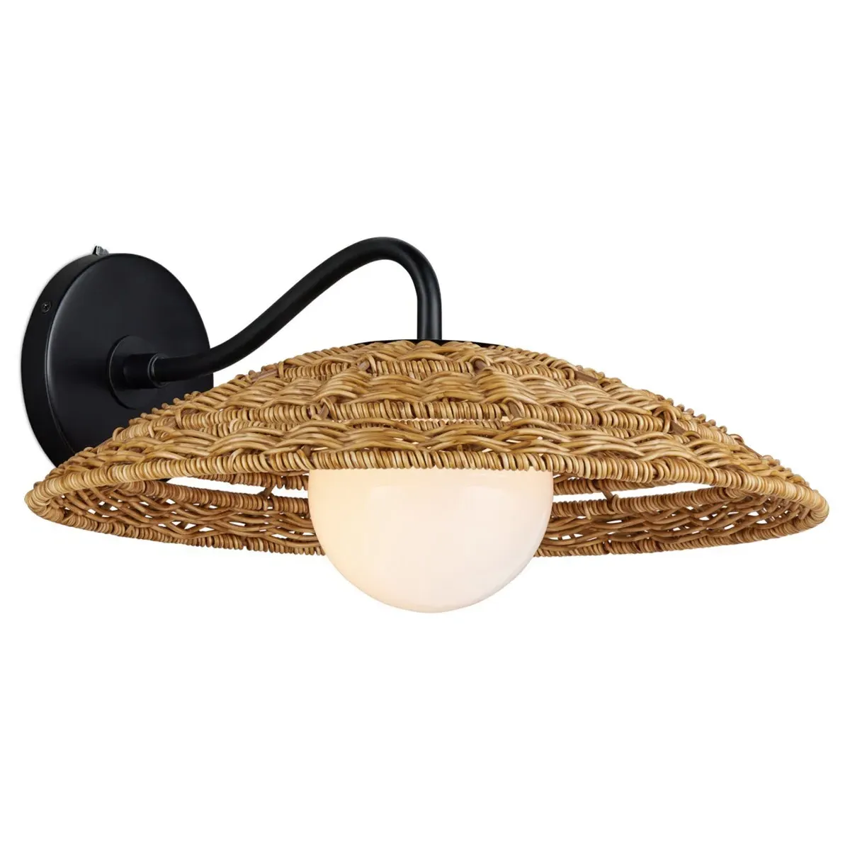 Corin Coastal Beach Outdoor Wall Sconce - Brown, Wicker