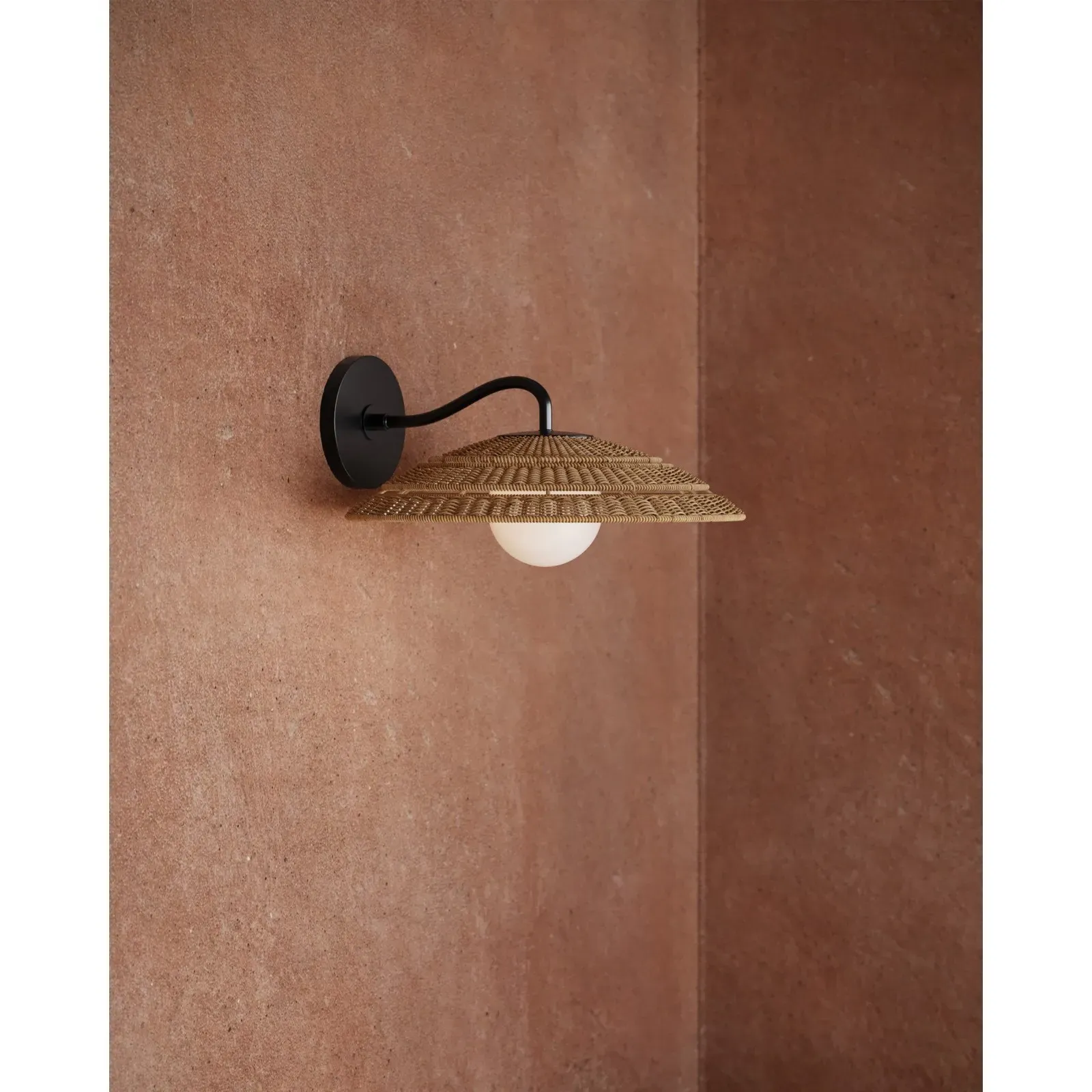 Corin Coastal Beach Outdoor Wall Sconce - Brown, Wicker