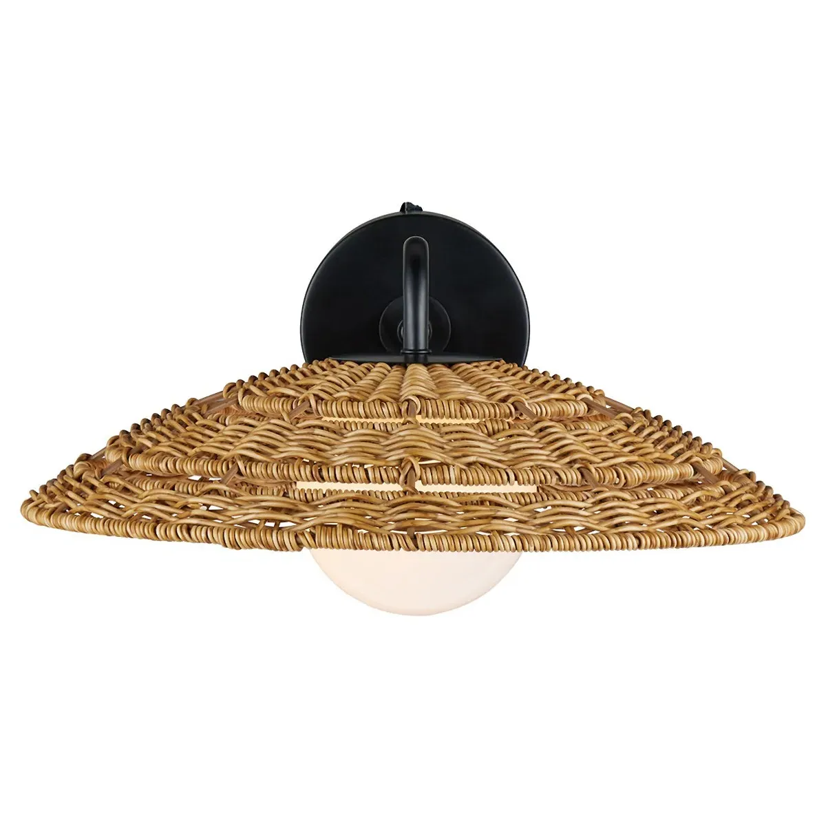 Corin Coastal Beach Outdoor Wall Sconce - Brown, Wicker image