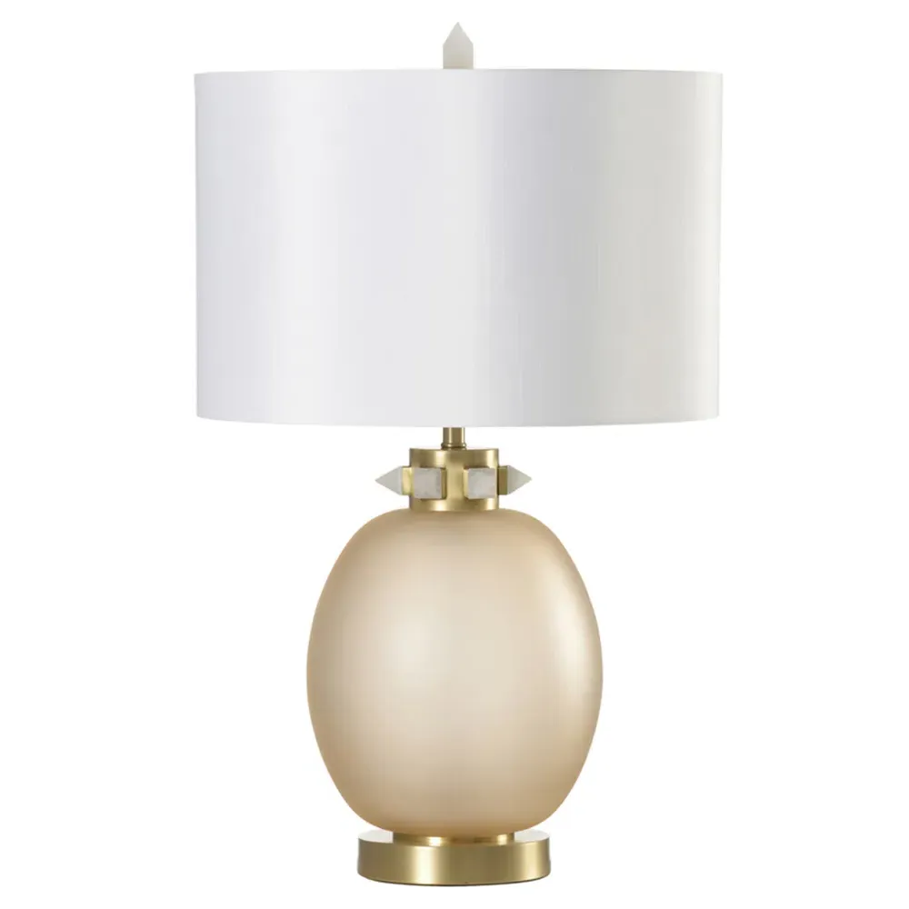 Corin Crystal Stone Collar Table Lamp - Amber, Glass
