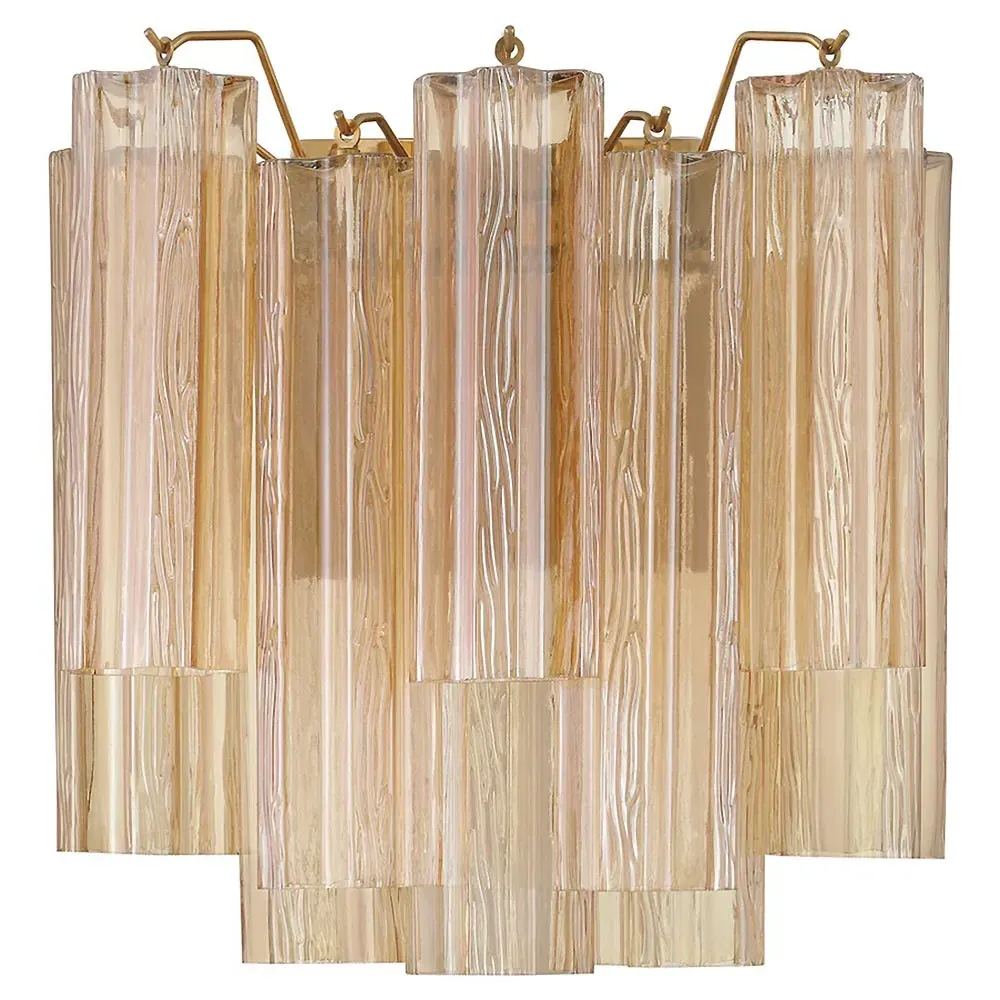 Corin Large Wall Sconce - Amber Glass, Aged Brass