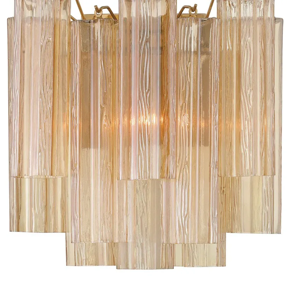 Corin Large Wall Sconce - Amber Glass, Aged Brass