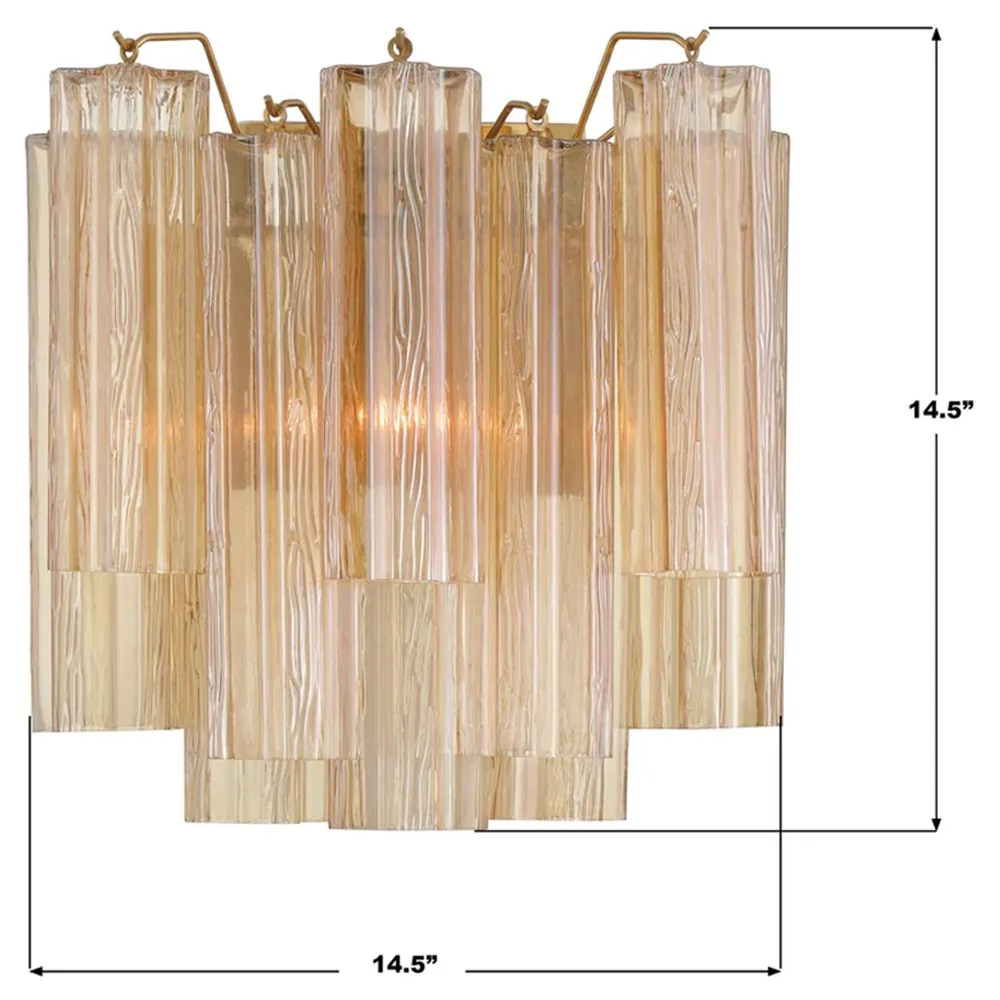 Corin Large Wall Sconce - Amber Glass, Aged Brass