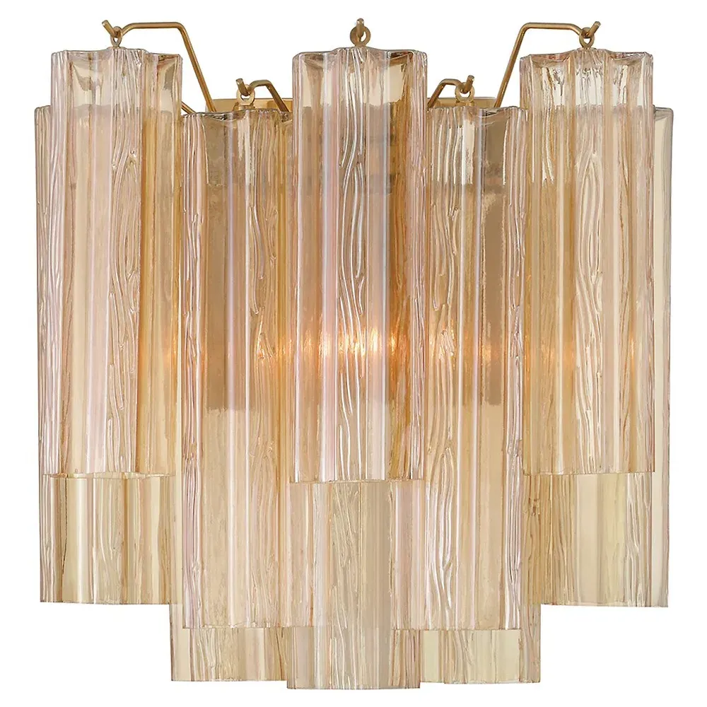 Corin Large Wall Sconce - Amber Glass, Aged Brass