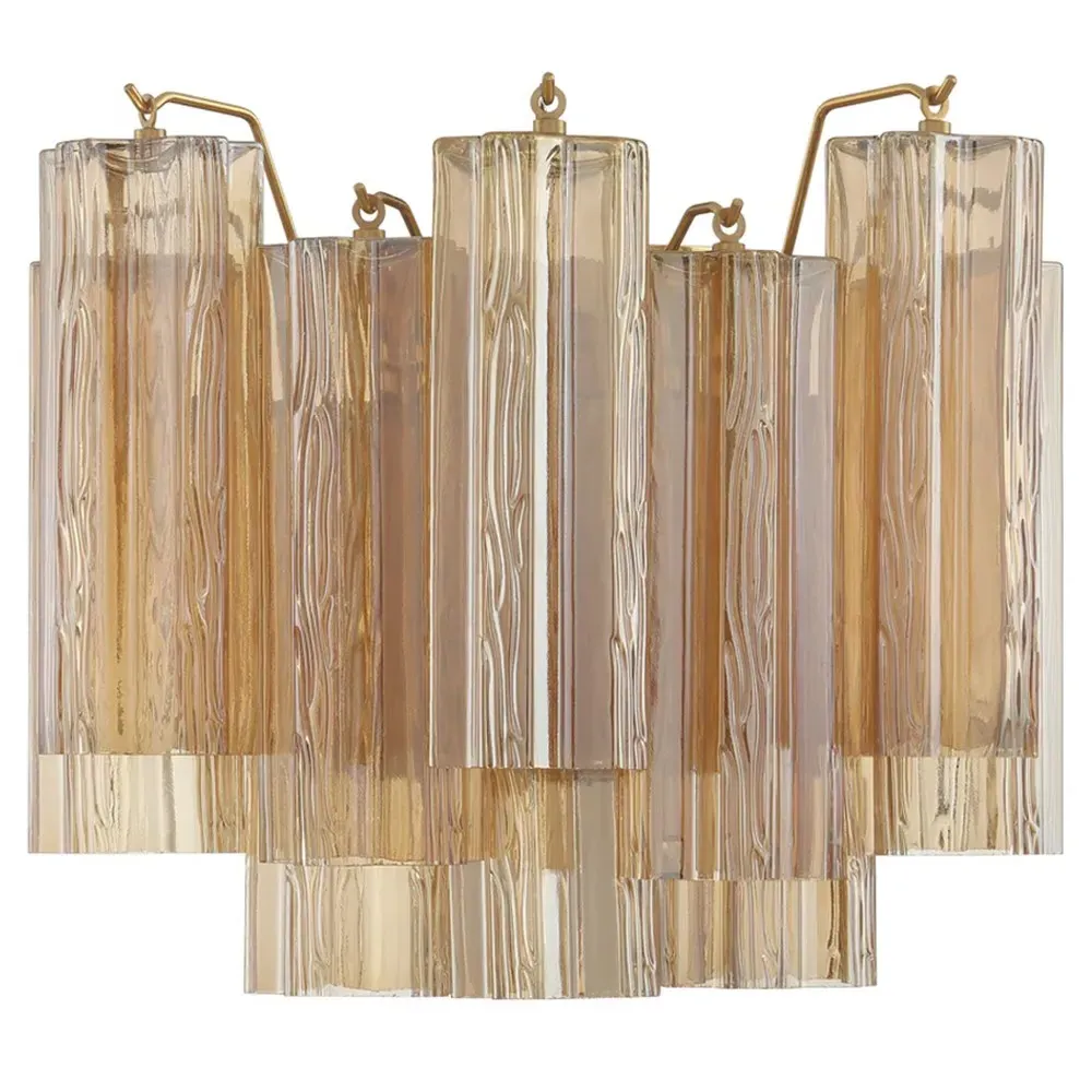 Corin Small Wall Sconce - Amber Glass, Aged Brass