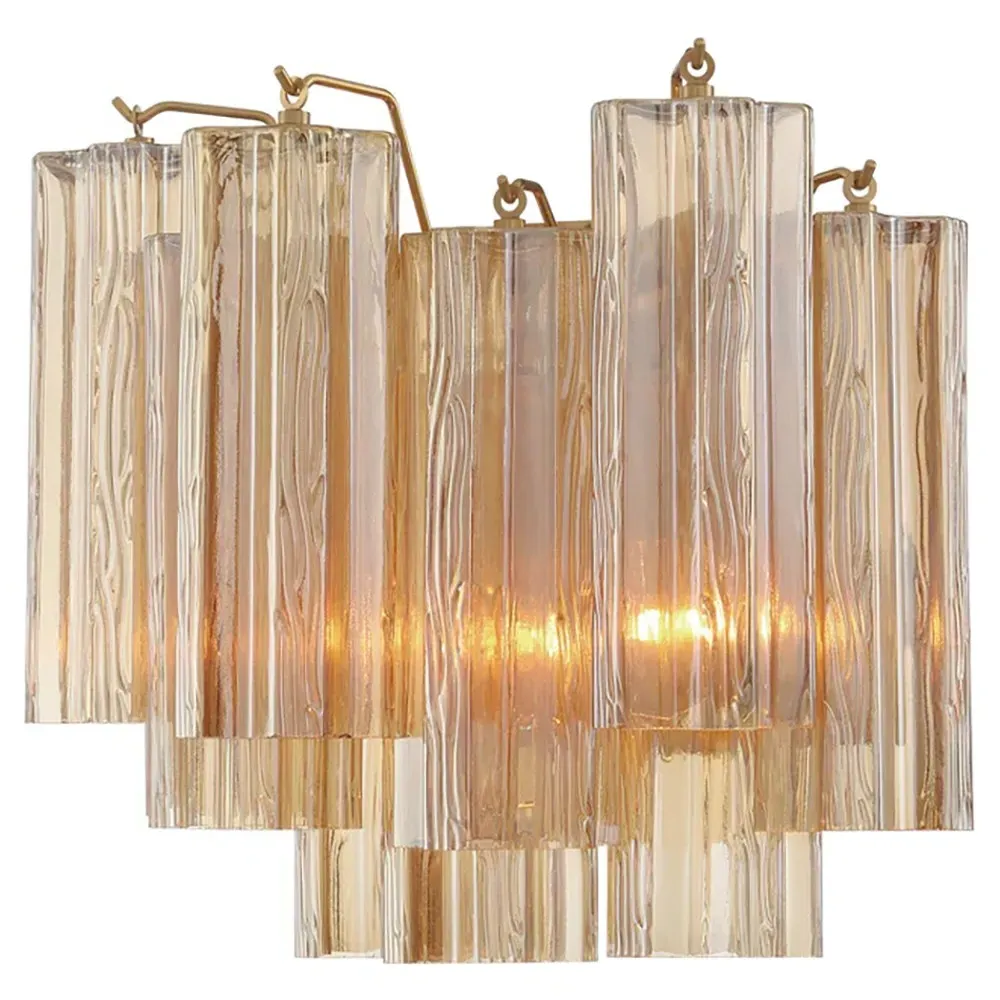 Corin Small Wall Sconce - Amber Glass, Aged Brass