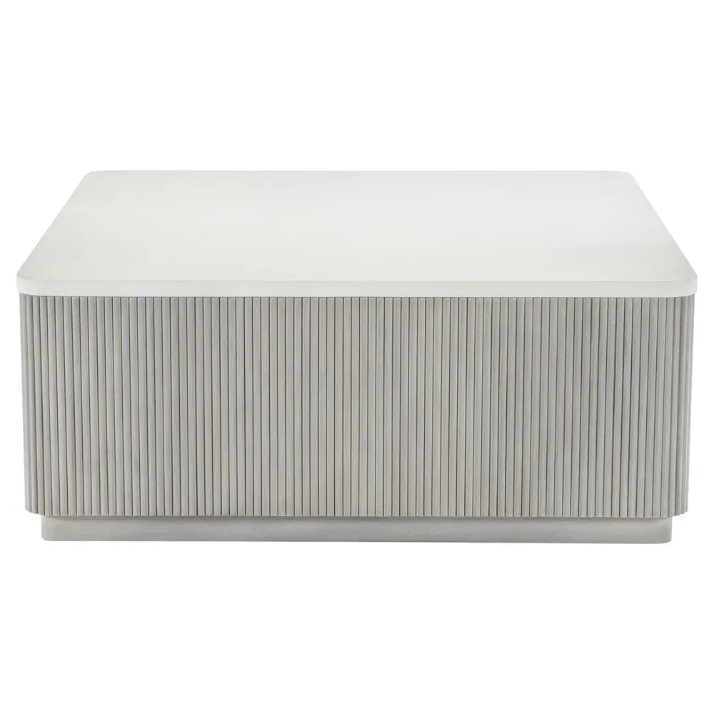 Corin Square Coffee Table with Casters - White, Gmelina Wood