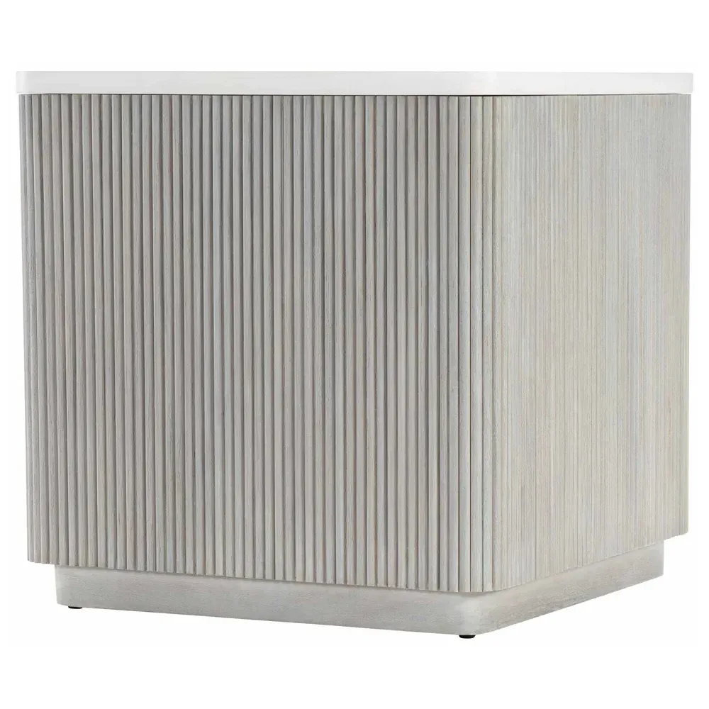 Corin Square Side Table with Casters - White, Gmelina Wood