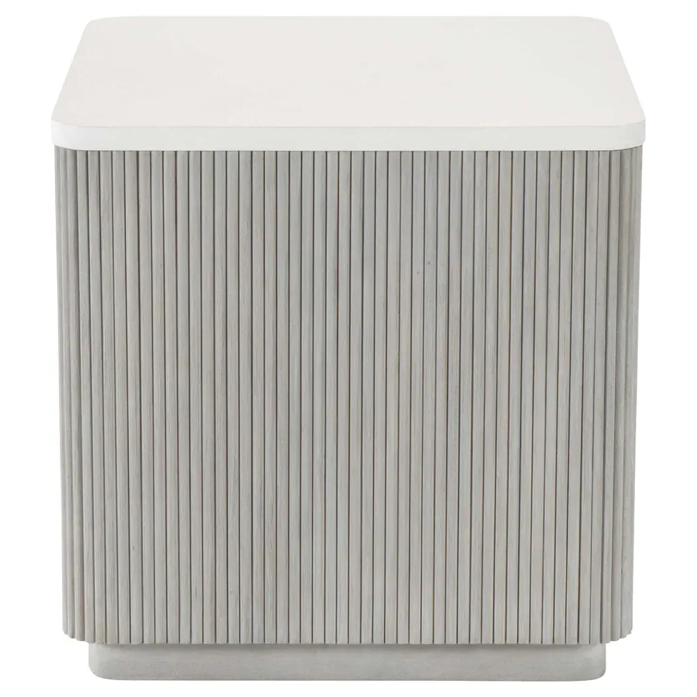 Corin Square Side Table with Casters - White, Gmelina Wood image