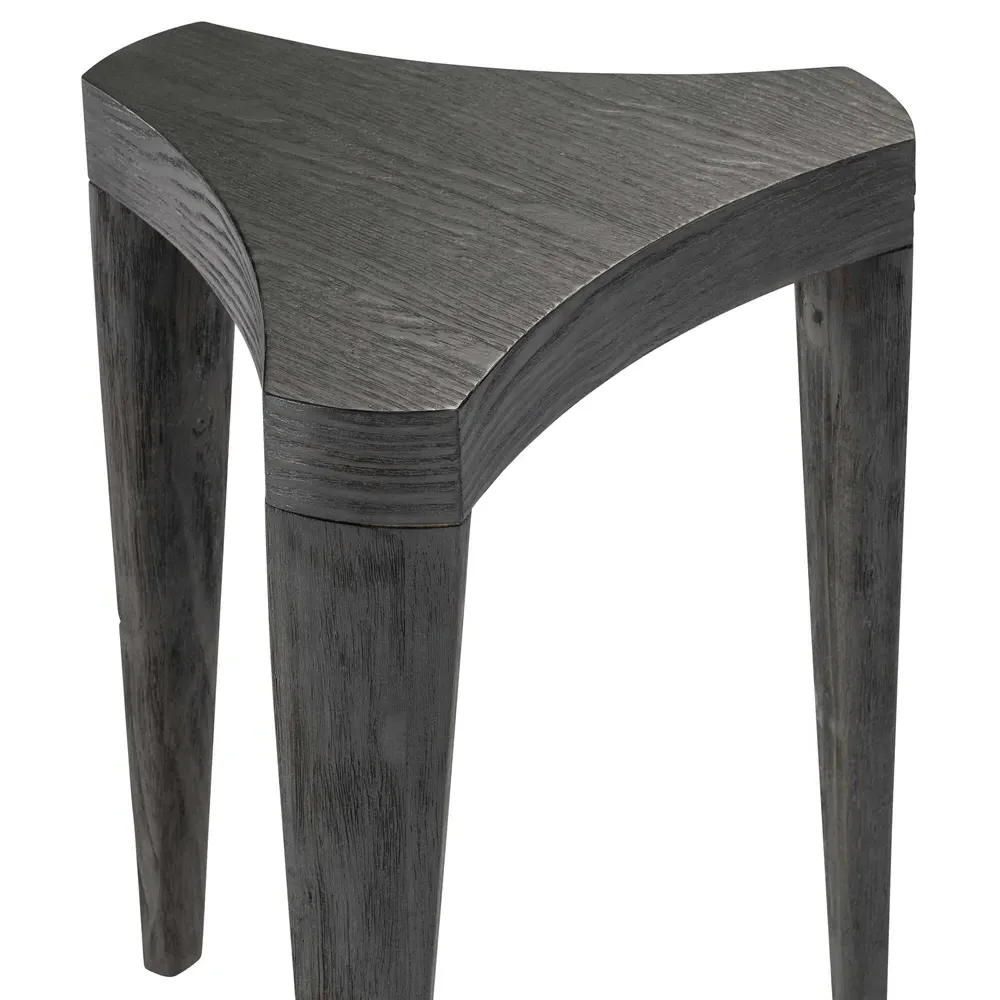 Corinne Triangular Side Table - Black, Pine Wood