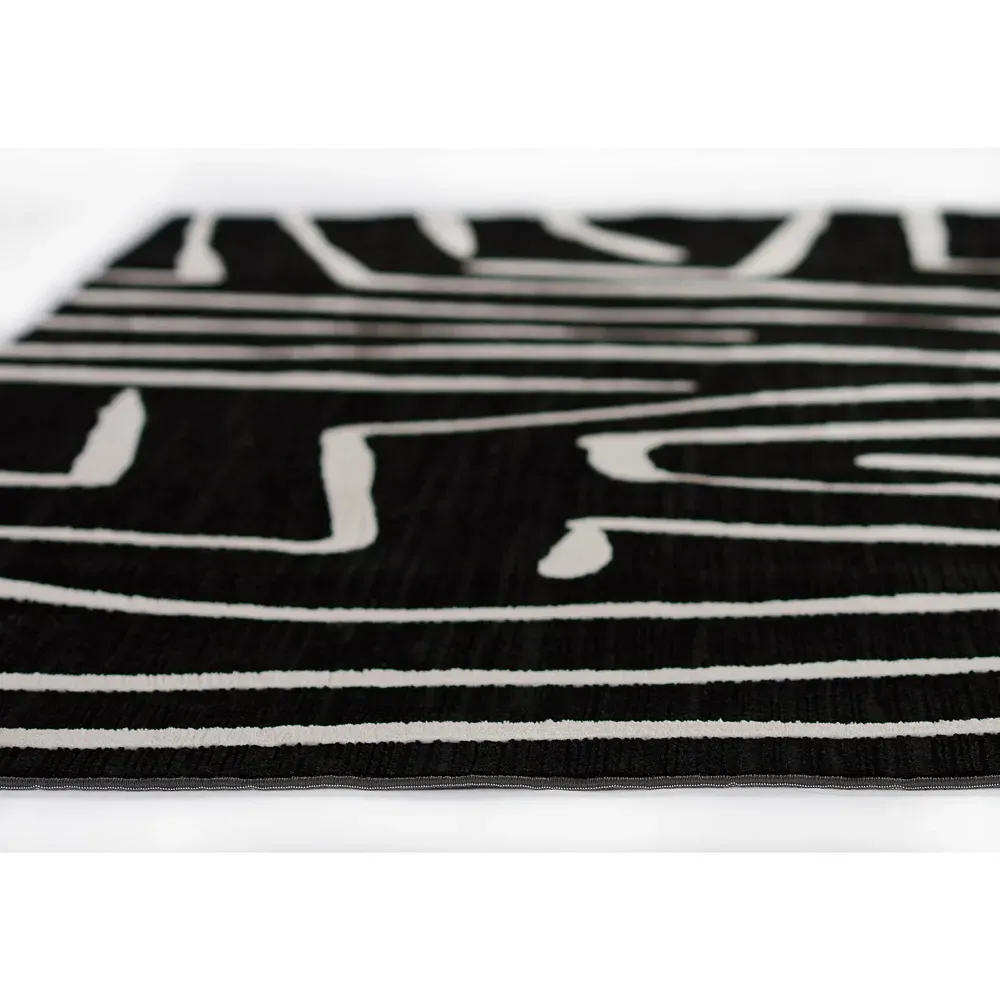 Corlys Moroccan Patterned Rug - Black, Polyester
