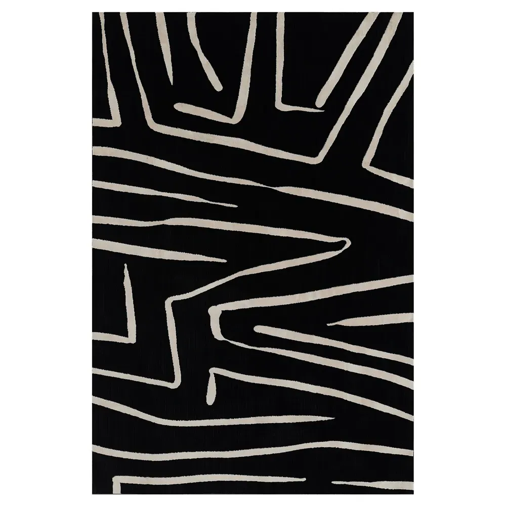 Corlys Moroccan Patterned Rug - Black, Polyester