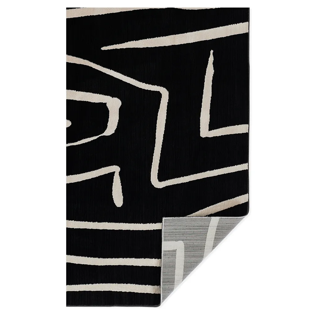Corlys Moroccan Patterned Rug - Black, Polyester