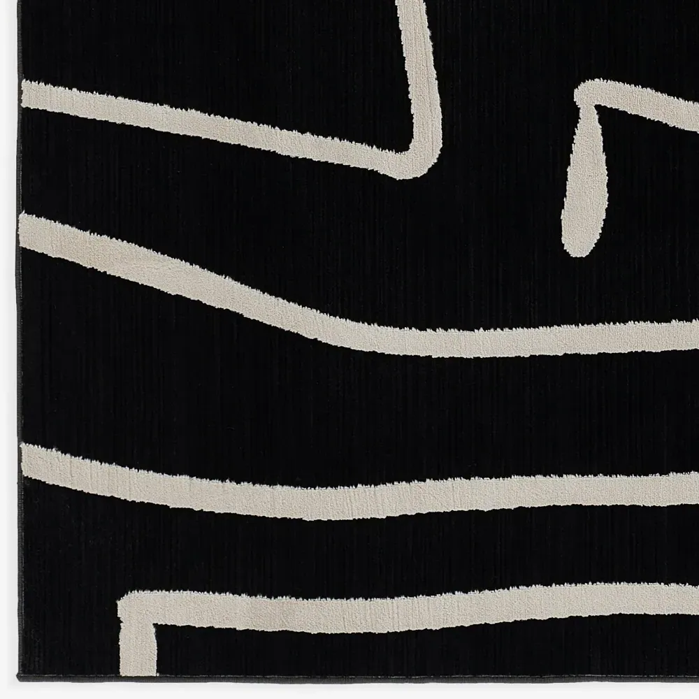 Corlys Moroccan Patterned Rug - Black, Polyester