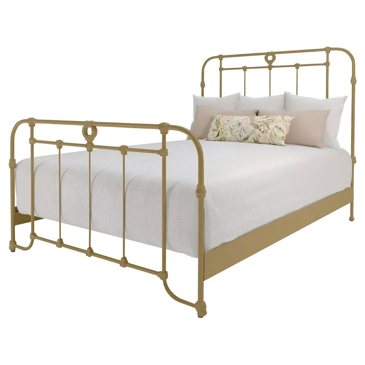 Corse Queen Size Bed Frame - Opaque Gold, Iron