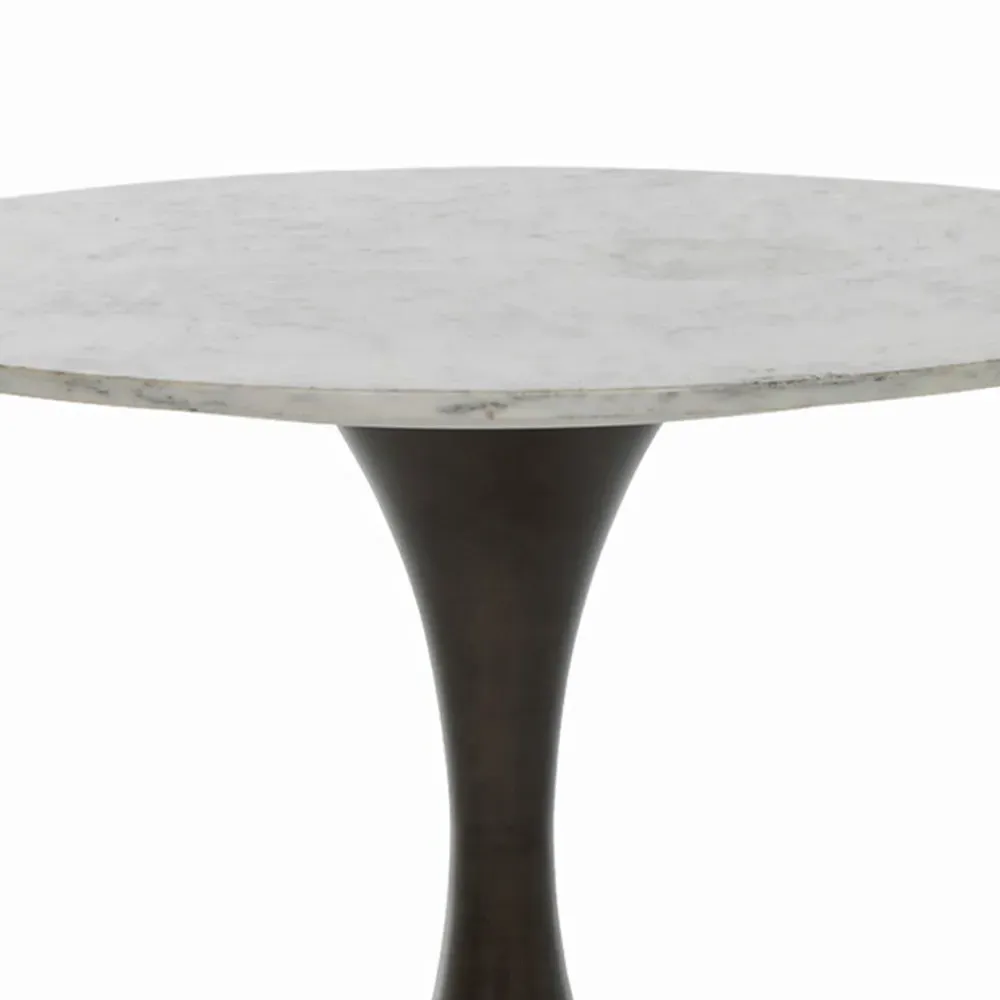 Cortez Round Bistro Table - White Marble, Metal