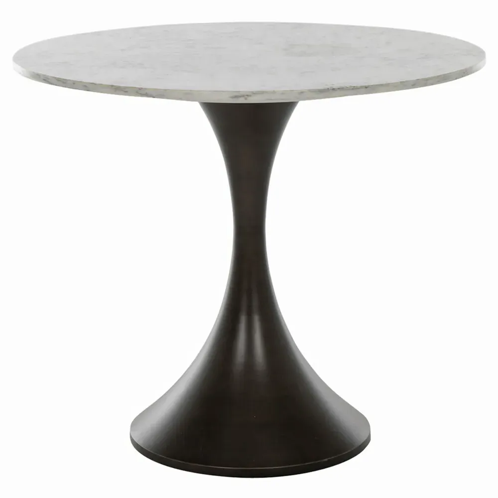 Cortez Round Bistro Table - White Marble, Metal image