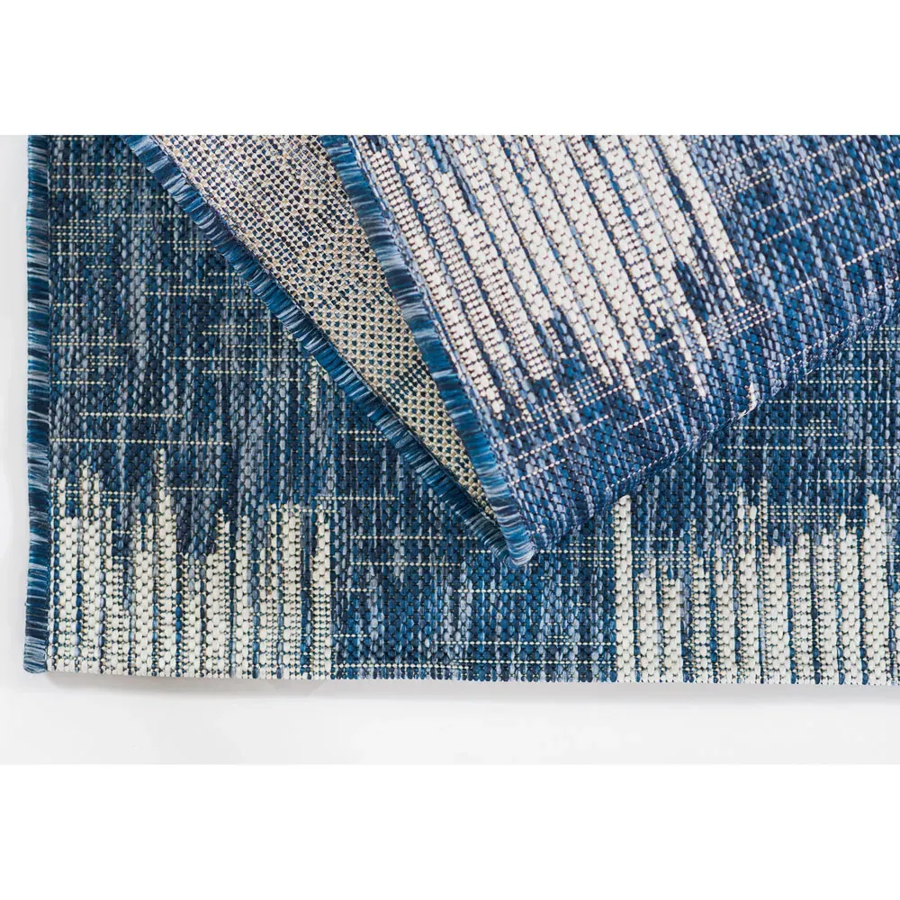 Cosette Geometric Patterned Indoor Outdoor Rug - Blue, Polypropylene