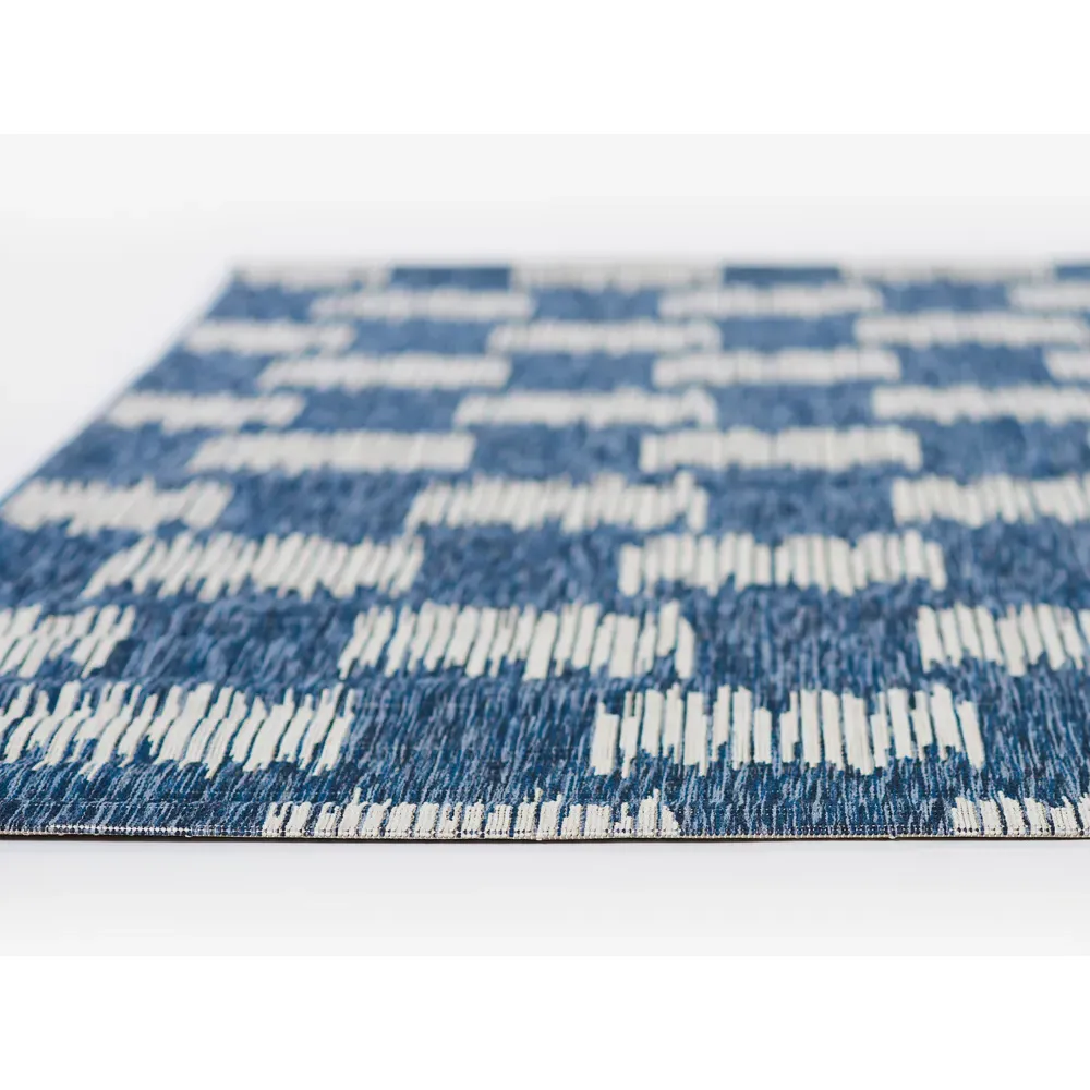 Cosette Geometric Patterned Indoor Outdoor Rug - Blue, Polypropylene