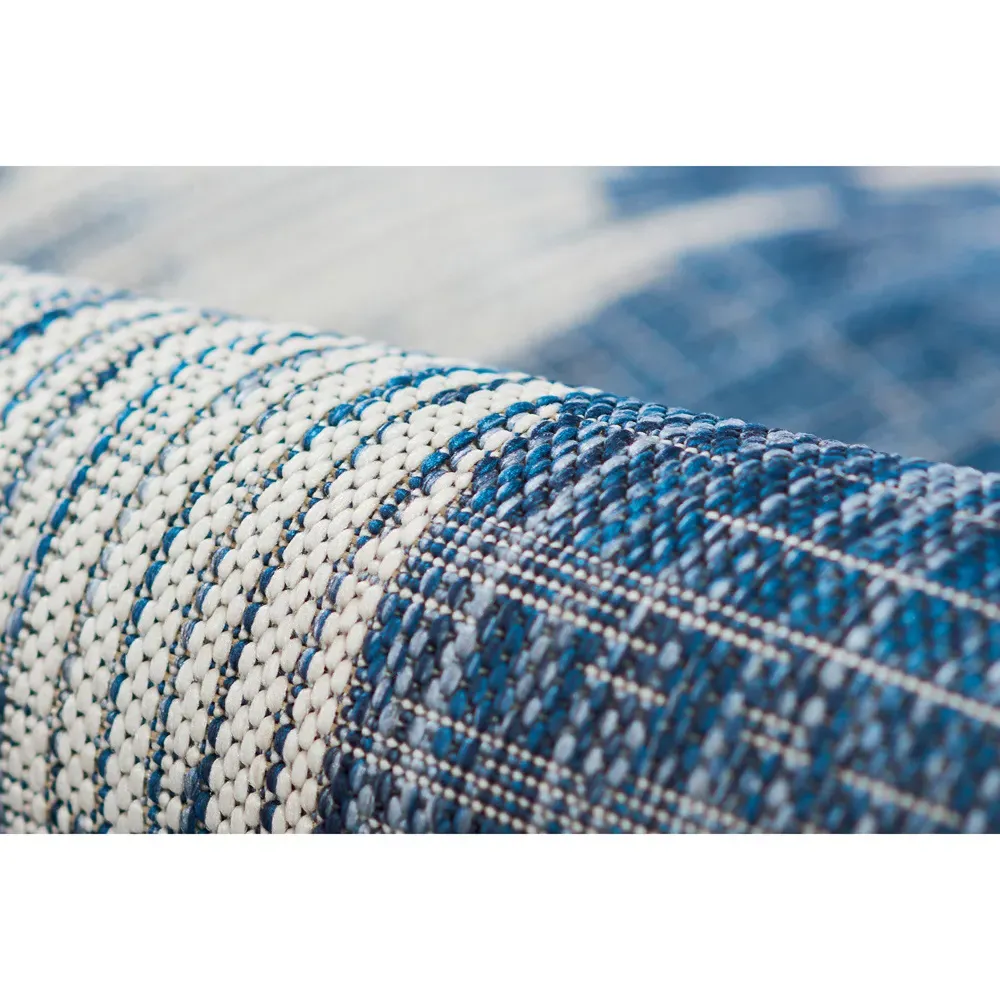 Cosette Geometric Patterned Indoor Outdoor Rug - Blue, Polypropylene