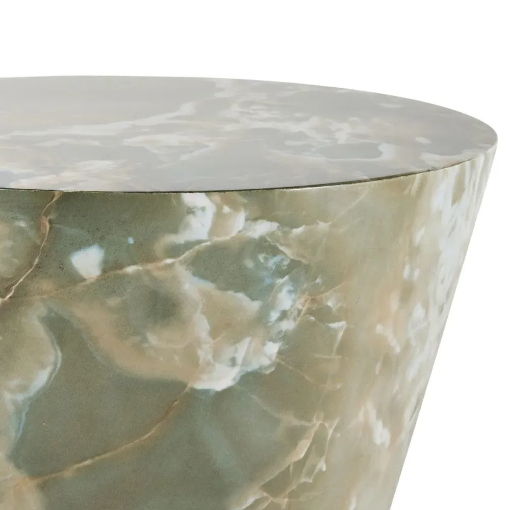 Costello Hourglass Side Table - Green, Faux Marble