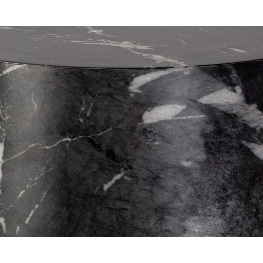 Costera Round Drum Side Table - Black, Concrete