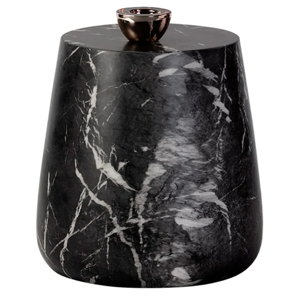 Costera Round Drum Side Table - Black, Concrete