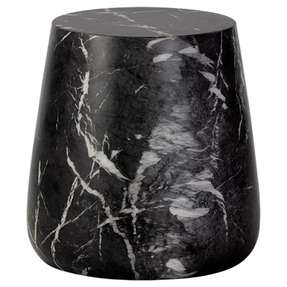 Costera Round Drum Side Table - Black, Concrete