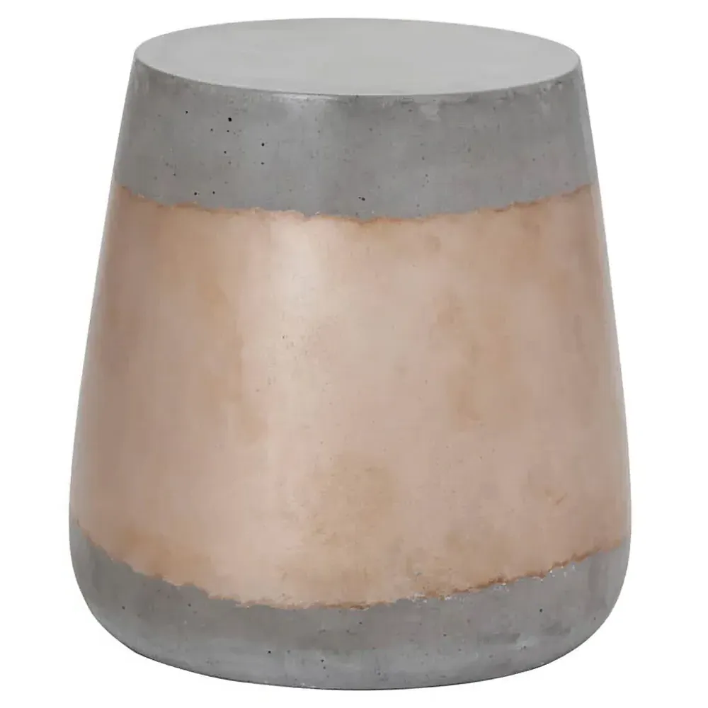 Costera Round Drum Side Table - Gold, Concrete image