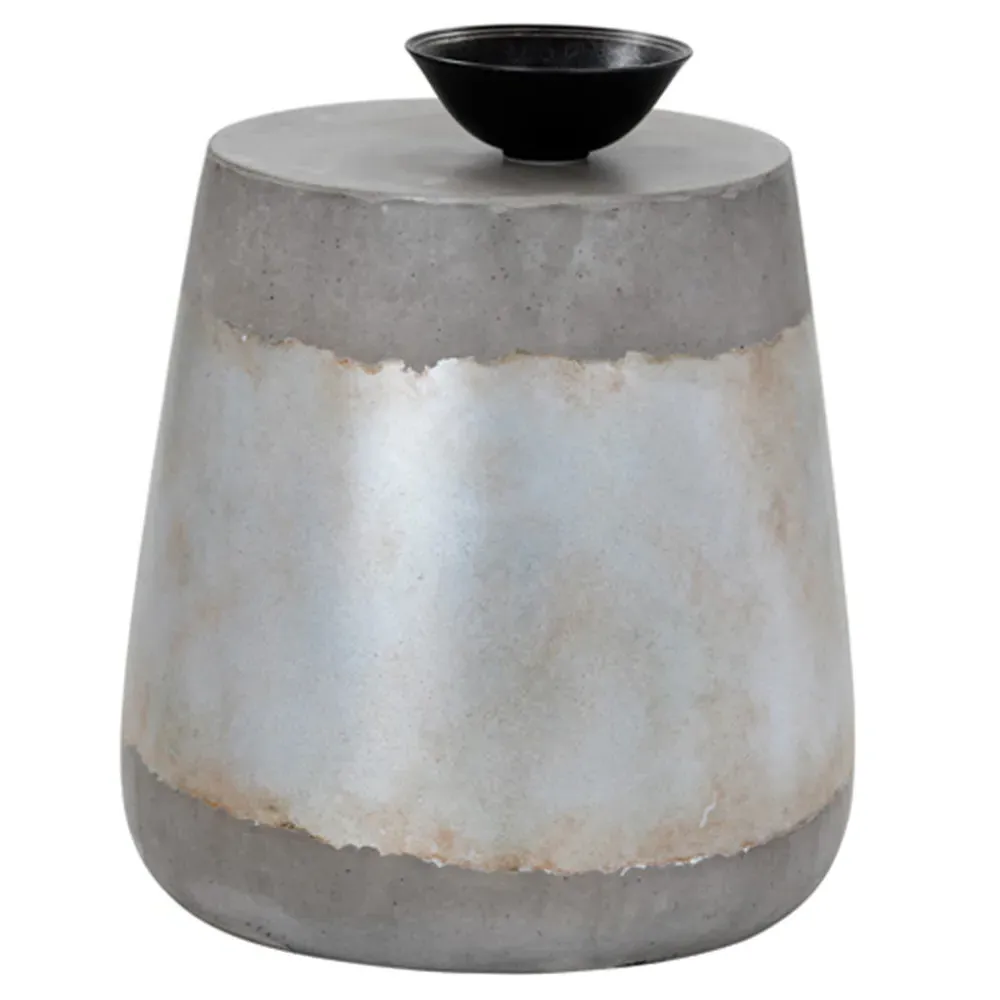 Costera Round Drum Side Table - Grey, Concrete