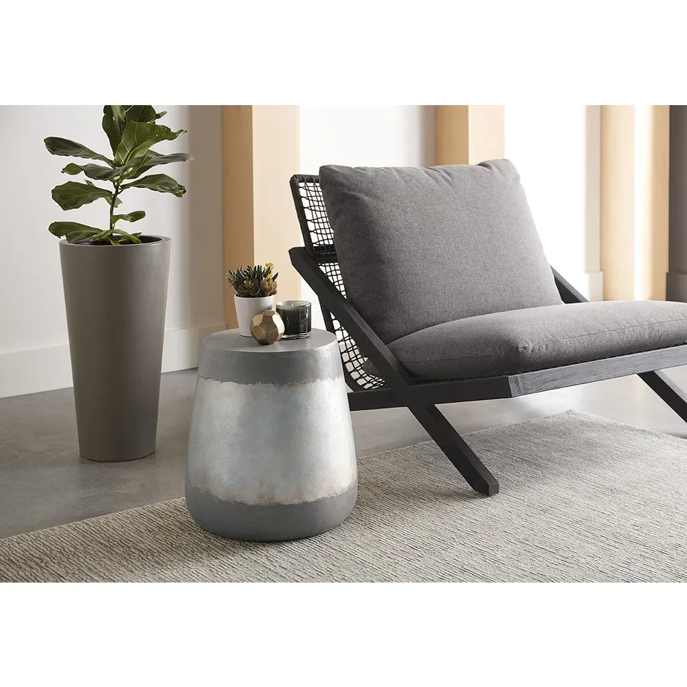 Costera Round Drum Side Table - Grey, Concrete