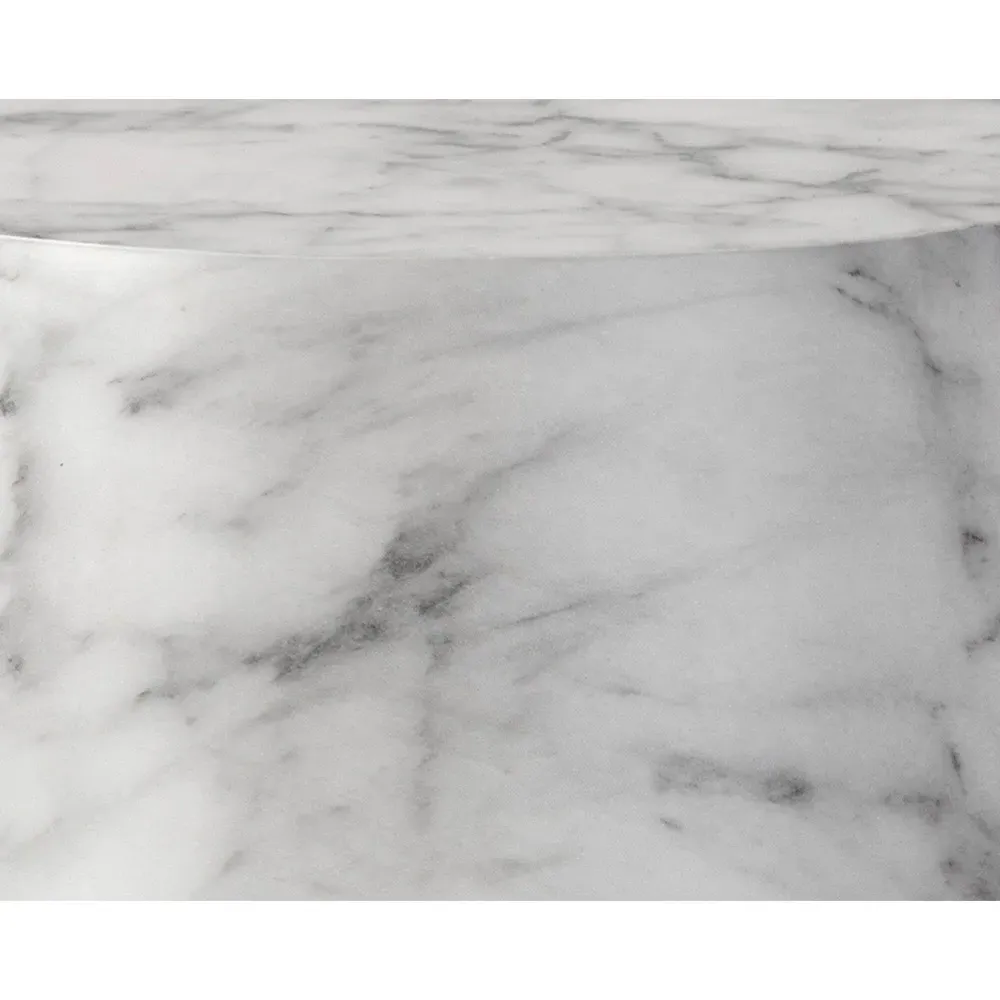 Costera Round Drum Side Table - White, Concrete