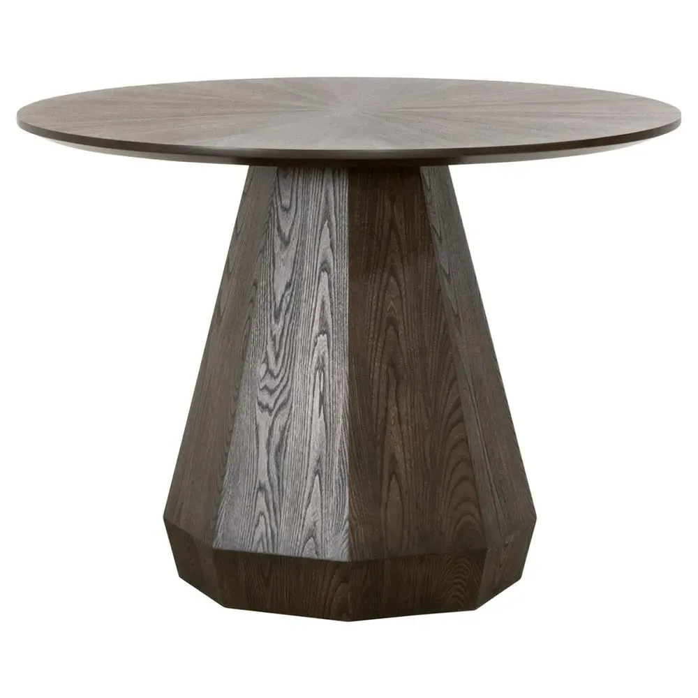 Courtney Round Pedestal Dining Table - Dark Brown, Ash Wood