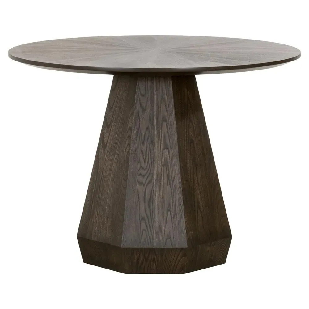 Courtney Round Pedestal Dining Table - Dark Brown, Ash Wood image