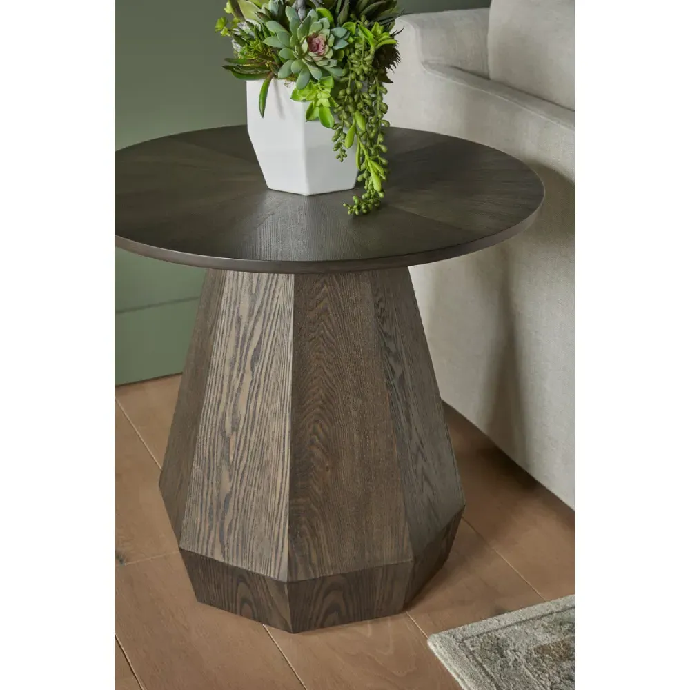 Courtney Round Side Table - Brown, Ash Veneer