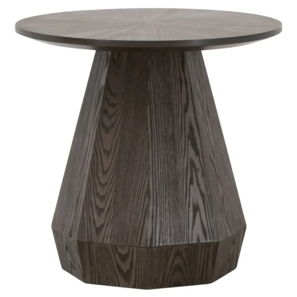 Courtney Round Side Table - Brown, Ash Veneer