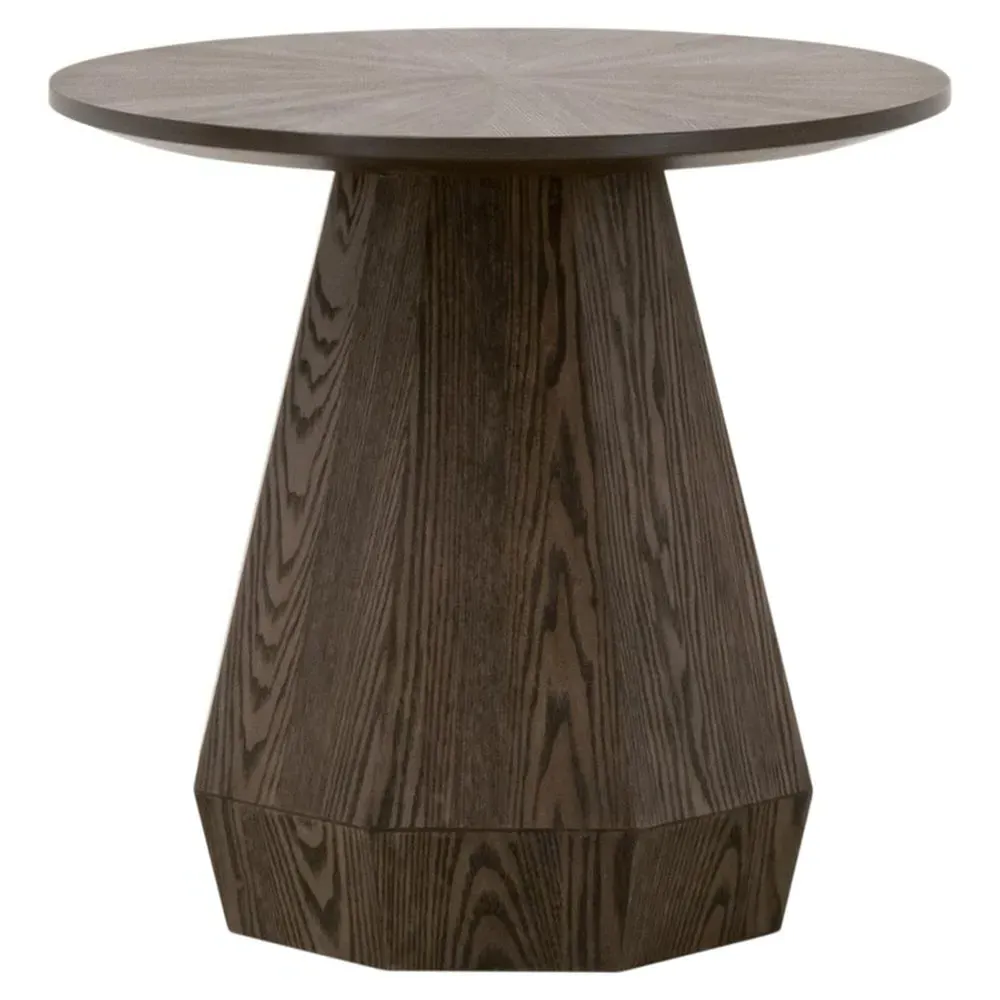 Courtney Round Side Table - Brown, Ash Veneer image