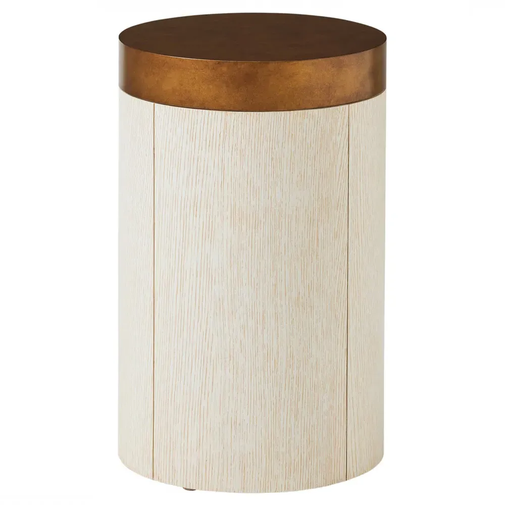 Crest Cylindrical End Table - White, Oak image