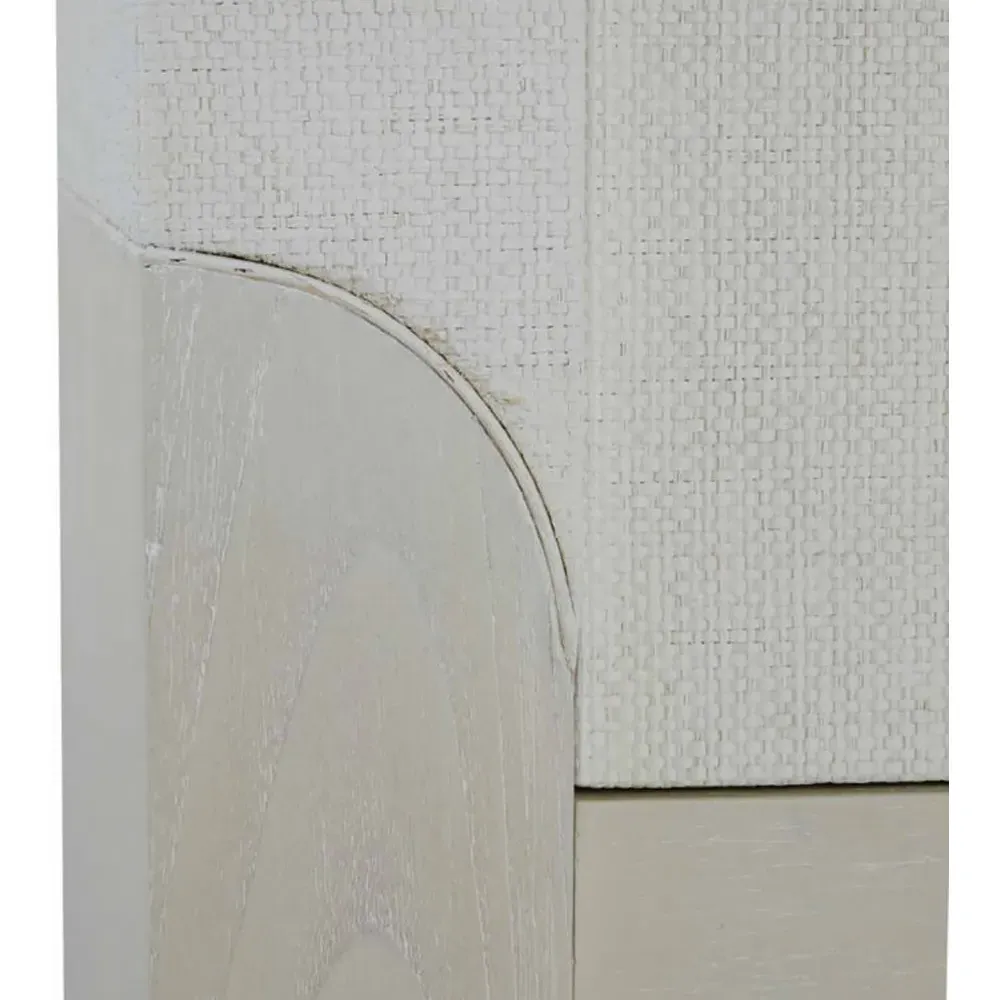 Crestine Bachelor Chest - White, Raffia Wood